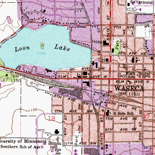 Topographic Map of Sacred Heart Church, MN