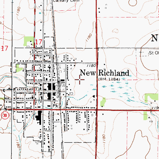 Topographic Map of New Richland Care Center, MN
