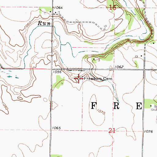 Topographic Map of Freedom Cemetery, MN
