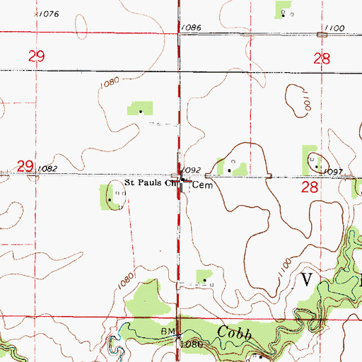 Topographic Map of Saint Paul Evangelical Church Cemetery, MN