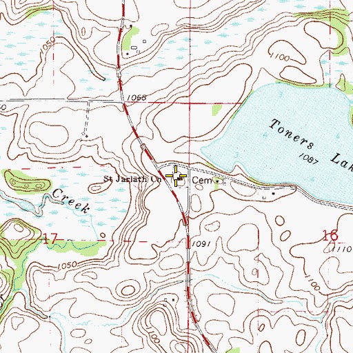 Topographic Map of Saint Jarlath Cemetery, MN
