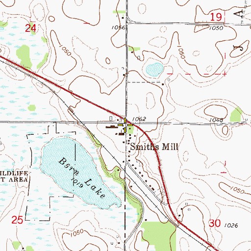 Topographic Map of Smiths Mill Post Office (historical), MN