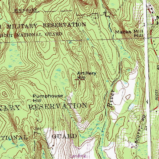 Topographic Map of Artillery Hill, CT