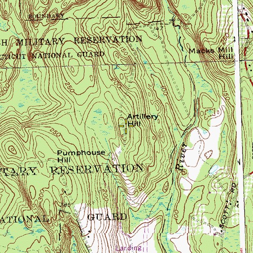 Topographic Map of Artillery Hill, CT