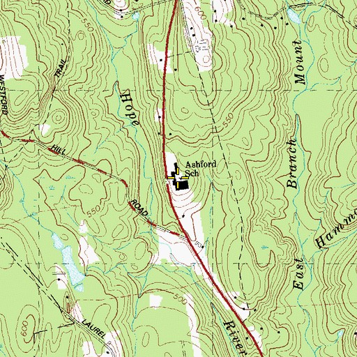 Topographic Map of Ashford Elementary School, CT