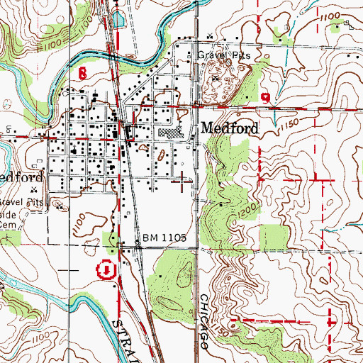 Topographic Map of Medford Volunteer Fire Department, MN