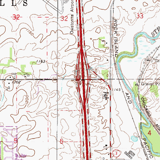 Topographic Map of Interchange 43, MN