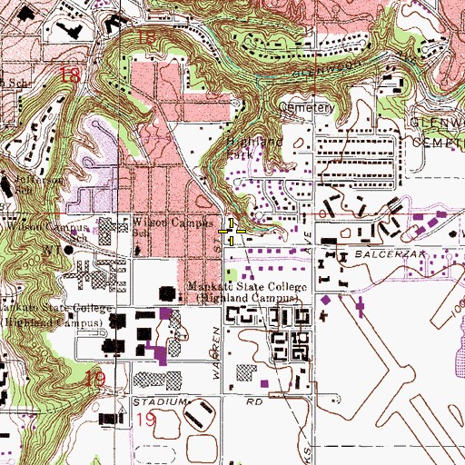 Topographic Map of Mankato Church of Christ, MN
