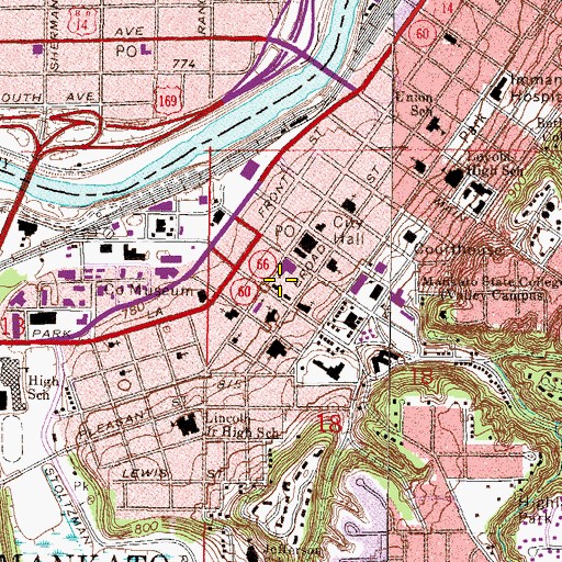 Topographic Map of Judge Lorin P Cray Mansion - Mankato YWCA, MN