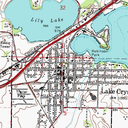 Topographic Map of Lake Crystal City Hall, MN