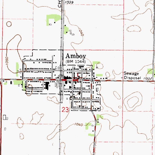 Topographic Map of Amboy Post Office, MN