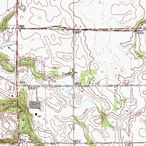 Topographic Map of Bochland Cemetery, MN