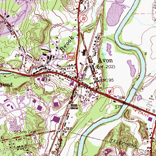 Topographic Map of Avon, CT