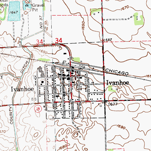 Topographic Map of Ivanhoe Police Department, MN