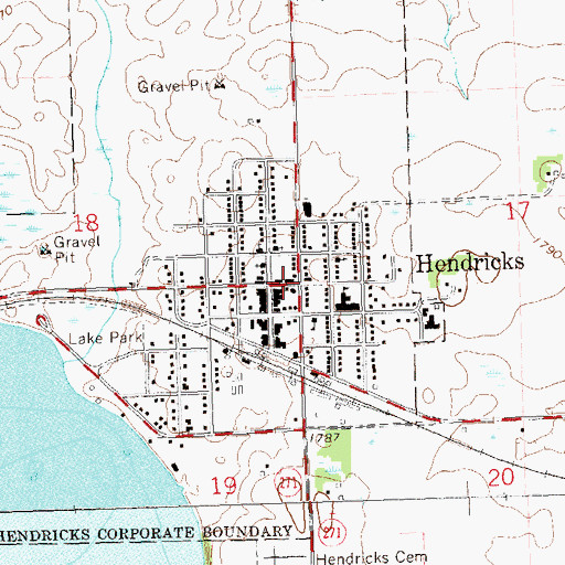 Topographic Map of Hendricks City Hall, MN