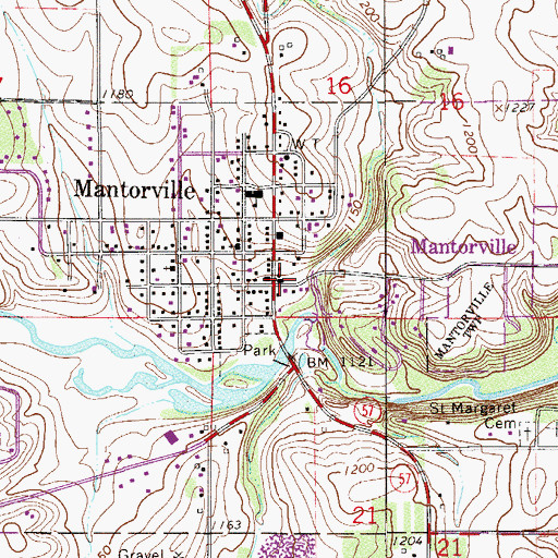 Topographic Map of Mantorville City Hall, MN