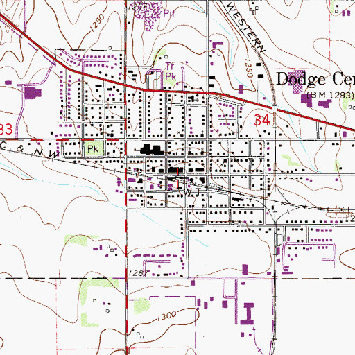 Topographic Map of Dodge Center Police Department, MN