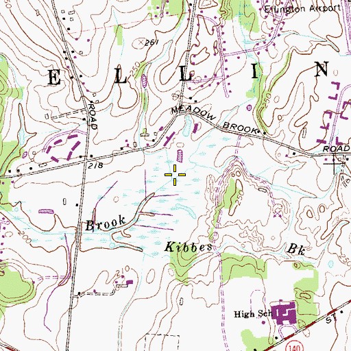 Topographic Map of Bahlers Brook, CT
