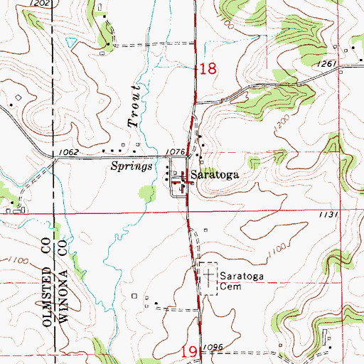 Topographic Map of Saratoga Post Office (historical), MN