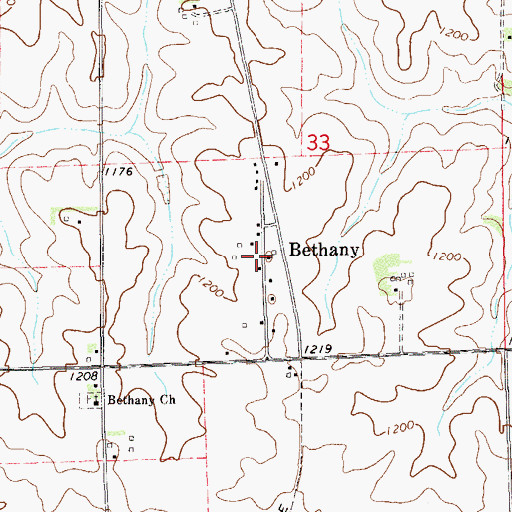 Topographic Map of Bethany Post Office (historical), MN