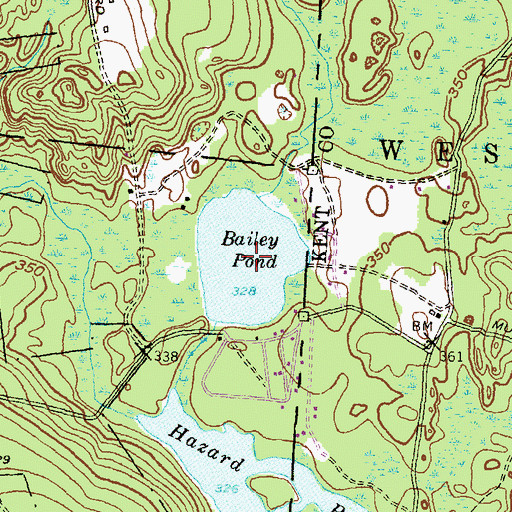 Topographic Map of Bailey Pond, CT