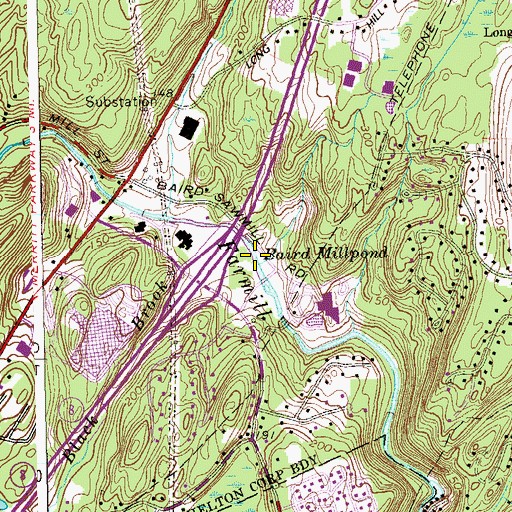 Topographic Map of Baird Millpond, CT