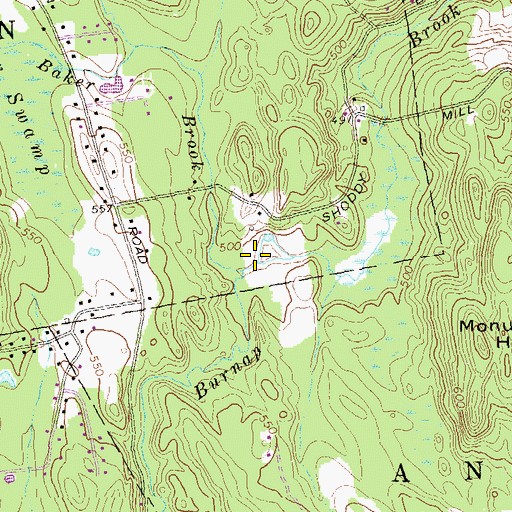Topographic Map of Baker Brook, CT