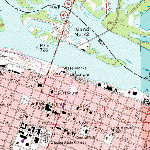 Topographic Map of Julius C Wilkie Steamboat Museum, MN