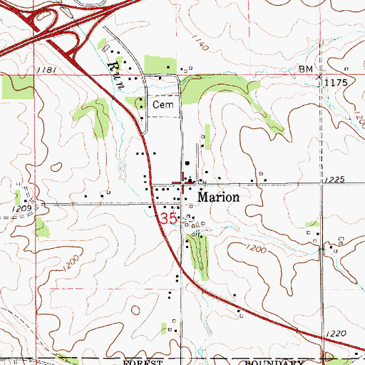 Topographic Map of Marion Post Office (historical), MN