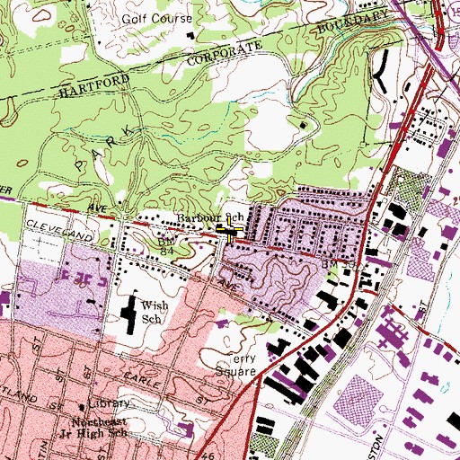 Topographic Map of Barbour School, CT