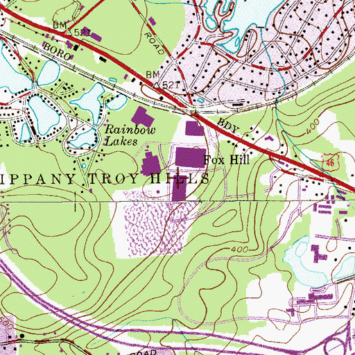 Topographic Map of Fox Hill Industrial Park, NJ