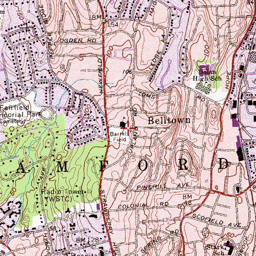 Topographic Map of Barrett Field, CT