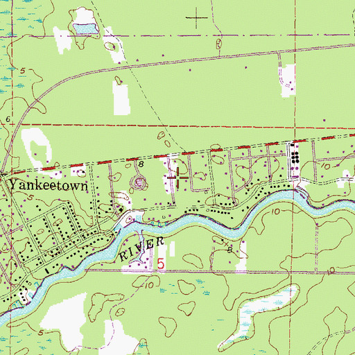Topographic Map of Yankeetown Library, FL