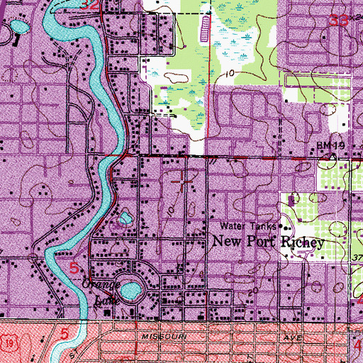 Topographic Map of Richey Elementary School, FL