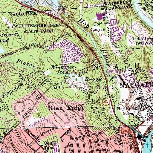Topographic Map of Baummer Pond, CT