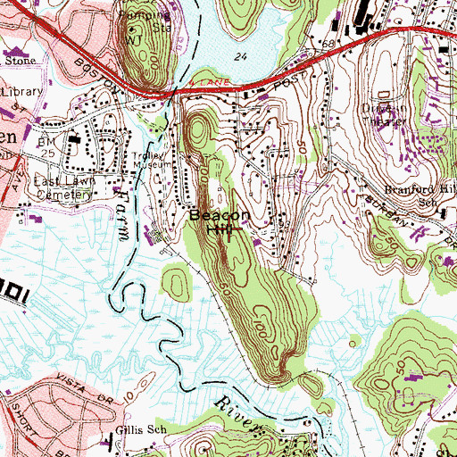 Topographic Map of Beacon Hill, CT