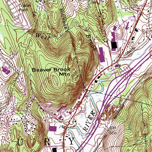 Topographic Map of Beaver Brook Mountain, CT