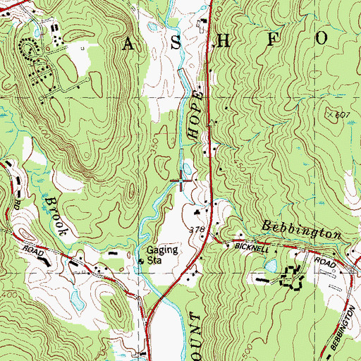 Topographic Map of Bebbington Brook, CT