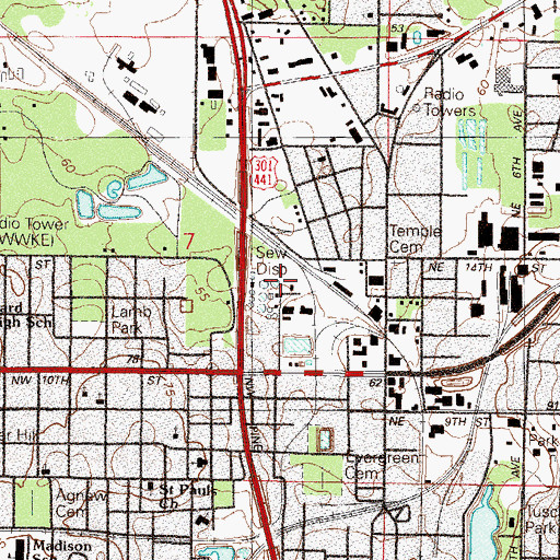 Topographic Map of Ocala Sewage Disposal Plant, FL