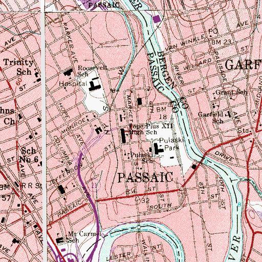 Topographic Map of Etta Gero Number 9 Elementary School, NJ