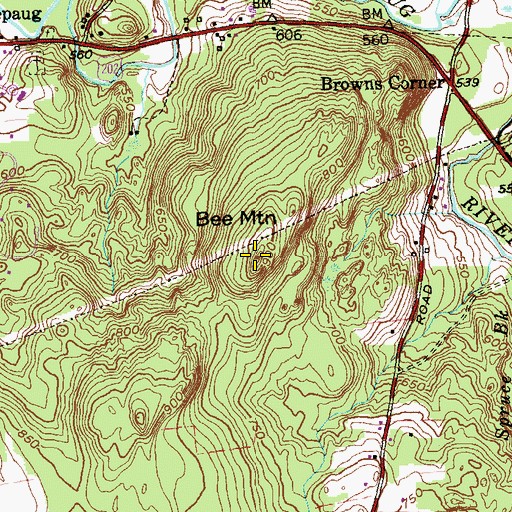 Topographic Map of Bee Mountain, CT