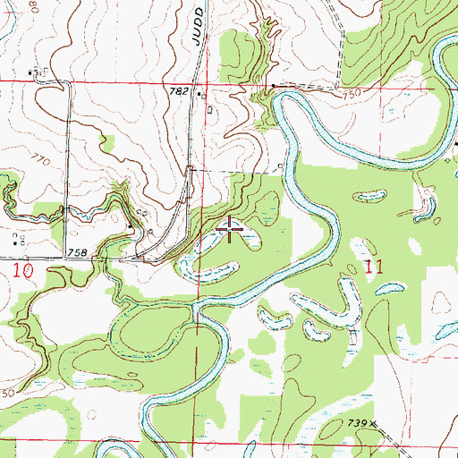 Topographic Map of Pecatonica Bottoms Nature Preserve, IL