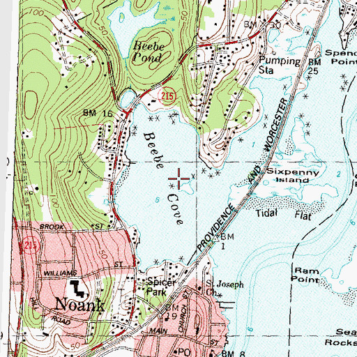 Topographic Map of Beebe Cove, CT