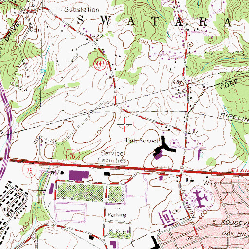 Topographic Map of Robert Reid Elementary School, PA