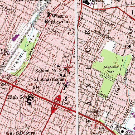 Topographic Map of Presbyterian Church of Teaneck, NJ