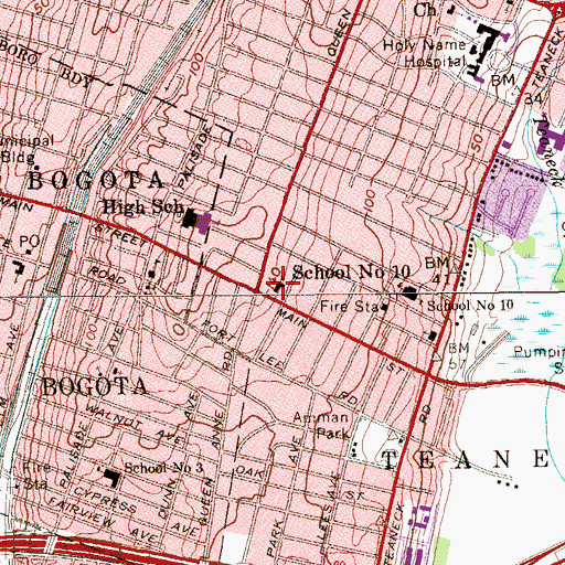 Topographic Map of Teaneck United Methodist Church, NJ