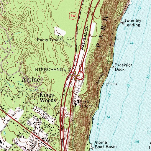 Topographic Map of Interchange 2, NJ