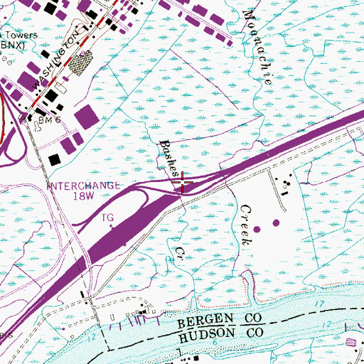 Topographic Map of Interchange 18W, NJ
