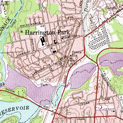 Topographic Map of Harrington Park Post Office, NJ