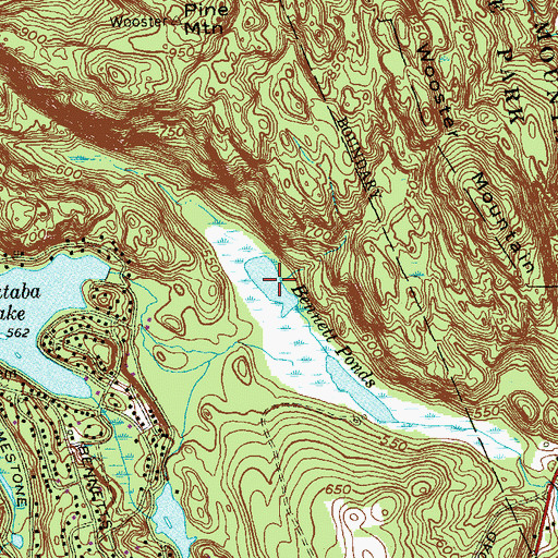 Topographic Map of Bennett Ponds, CT
